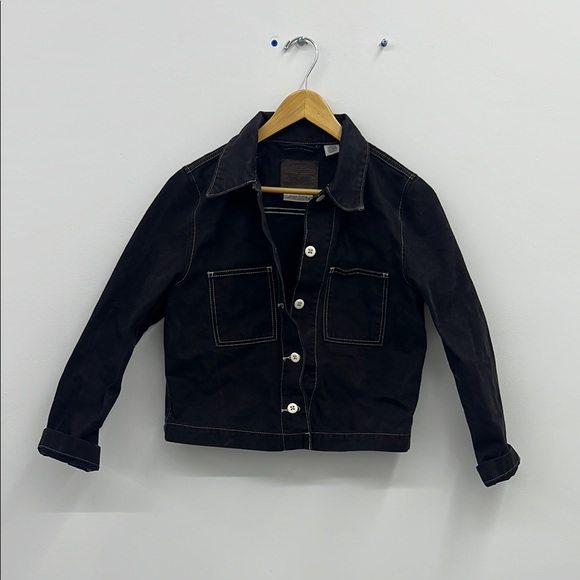 Black Jean Jacket Classic Trucker Style - Picture 1 of 4